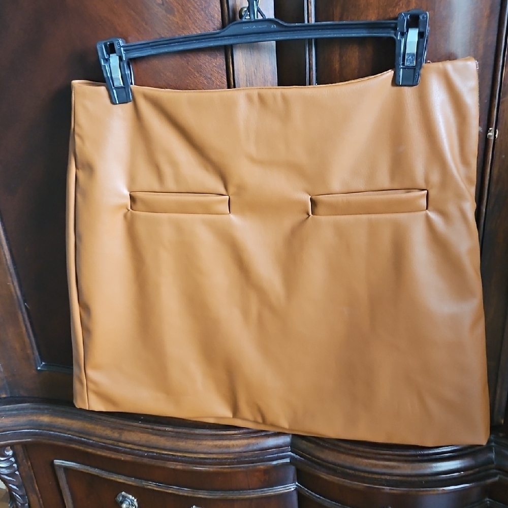Tan Faux Leather Mini Skirt
